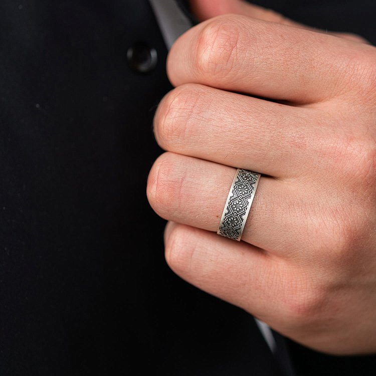 Серебряное кольцо "Вышиванка" 1114 от ювелирного магазина Оникс - 18