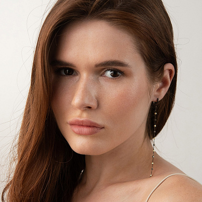 Золоті сережки "Кульки на ланцюжку" с09438 №7