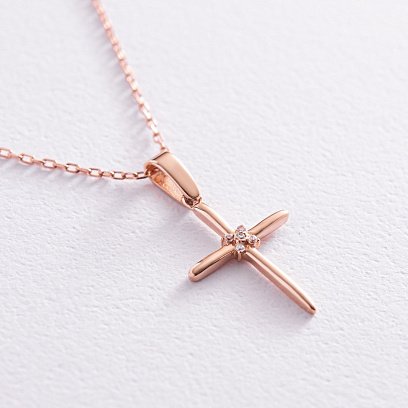 Золоте кольє "Хрестик"  з фіанітами кол02188 №4