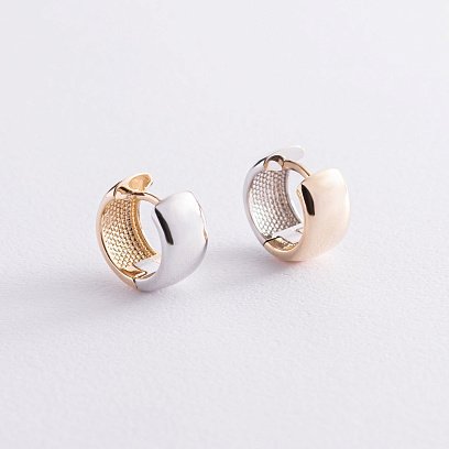 Сережки - кільця з жовтого і білого золота с07524