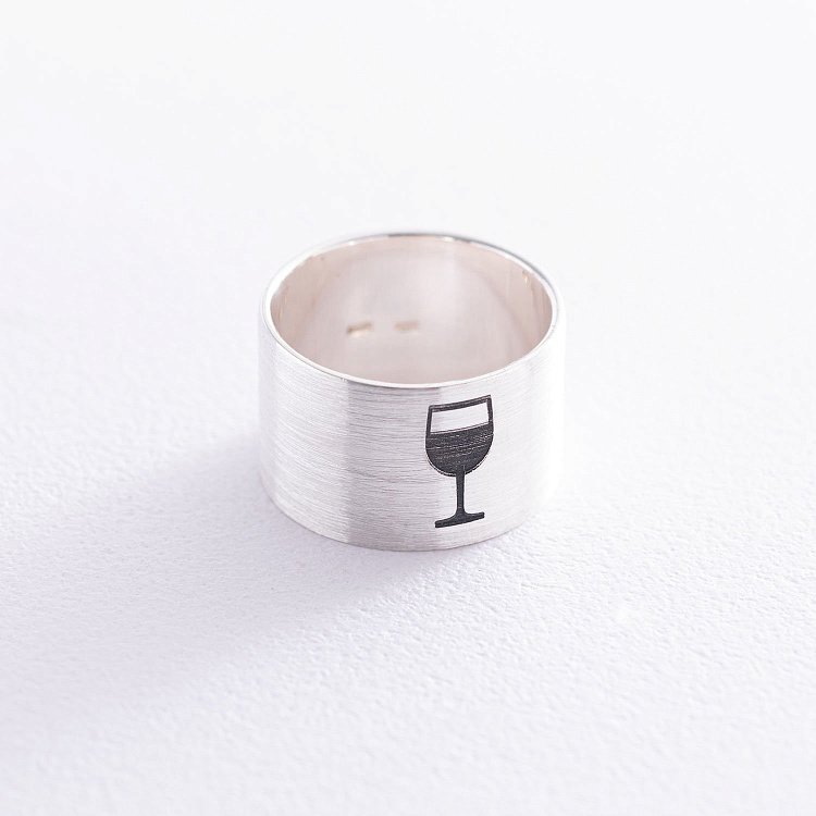 Серебряное кольцо "Бокал вина" (матовое) 112143б от ювелирного магазина Оникс - 1