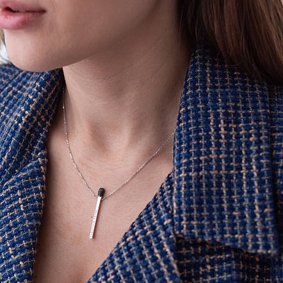 Золоте кольє "Сірник" (чорні фіаніти) кол01481 №2