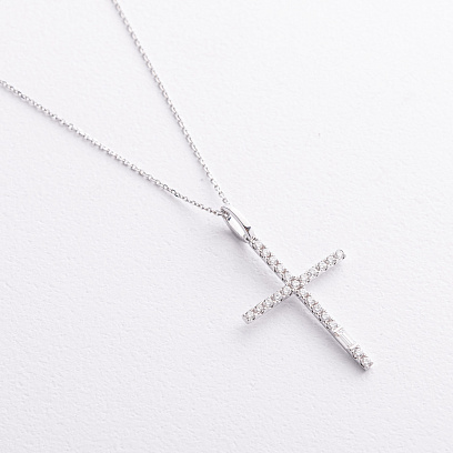 Золоте кольє "Хрестик" з діамантами колб0183va