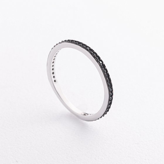 Серебряное кольцо с черными камнями 1909/1р-CZB