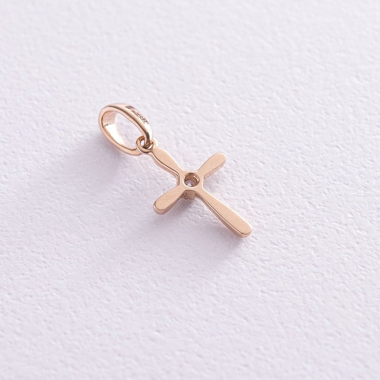 Золотий хрестик з фіанітом п03457 від ювелірного магазину Онікс - 2