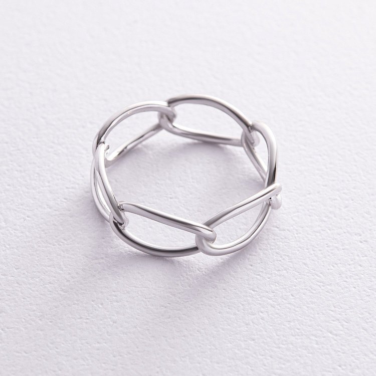 Кольцо "Цепочка" в белом золоте к07451 от ювелирного магазина Оникс - 5