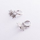 Серебряные серьги - кольца "Звездочки" 123343 от ювелирного магазина Оникс - 3
