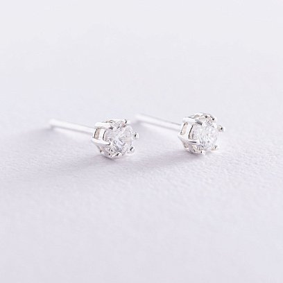 Сережки-Пусети з фіанітами (4 мм) 12741