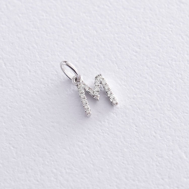 Золотий кулон з буквою М (діаманти) пб0218gch від ювелірного магазину Онікс