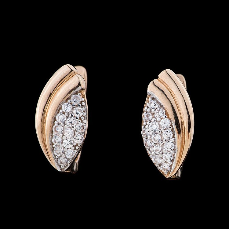 Золоті сережки з фіанітами с01560 від ювелірного магазину Онікс