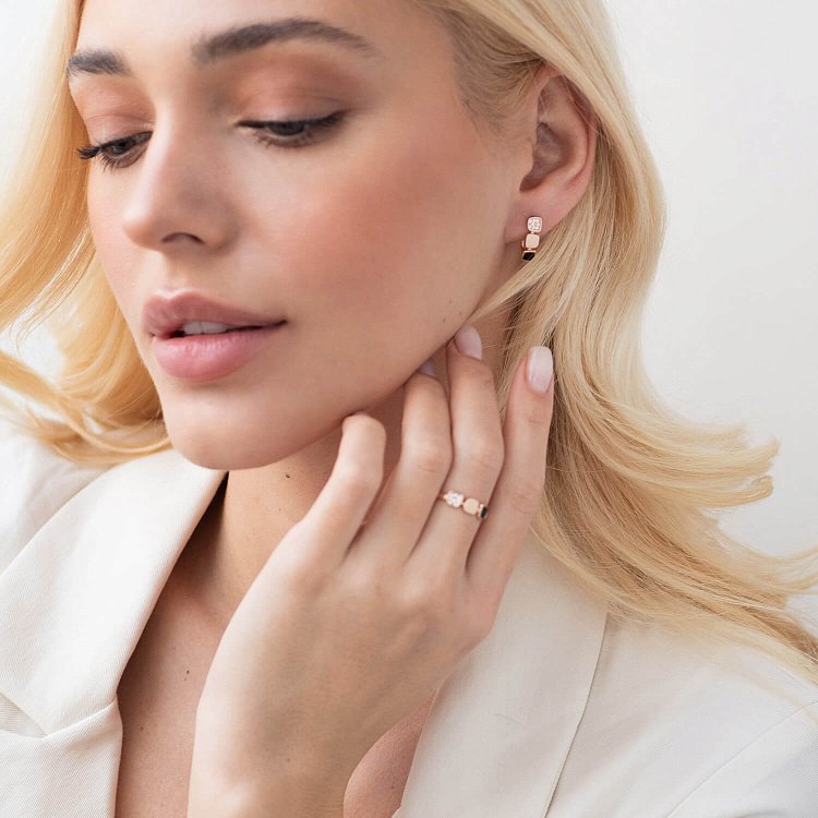 Золоті сережки з фіанітами і емаллю 420400е від ювелірного магазину Онікс - 4