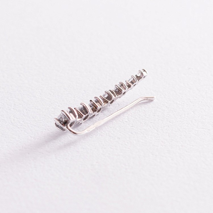 Срібна моносережка з фіанітами (на праве вушко) 4904п від ювелірного магазину Онікс - 4