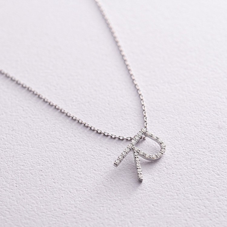 Золоте кольє з літерою "R" з діамантами 134041121 від ювелірного магазину Онікс - 4