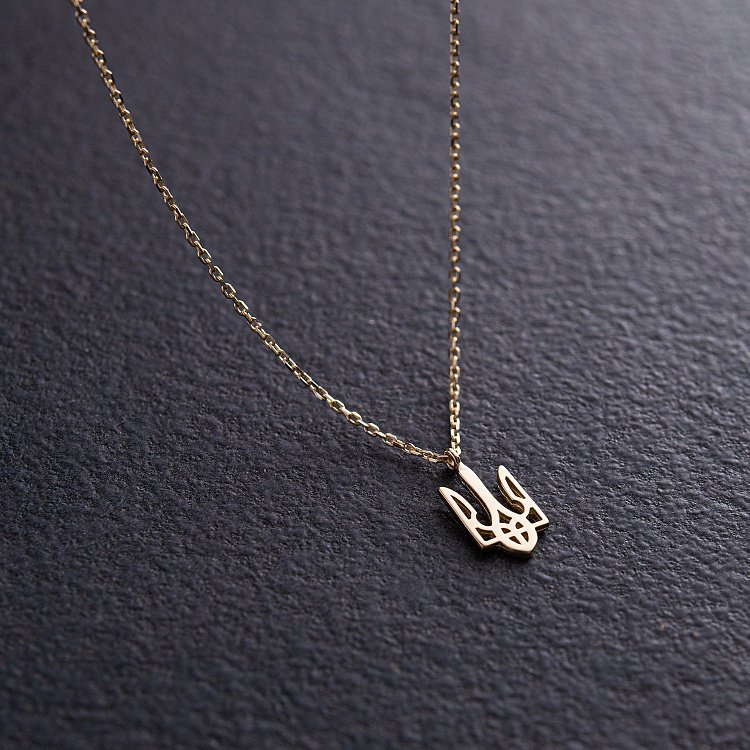 Кольє "Герб України - Тризуб" у жовтому золоті (маленький) кол02322 від ювелірного магазину Онікс