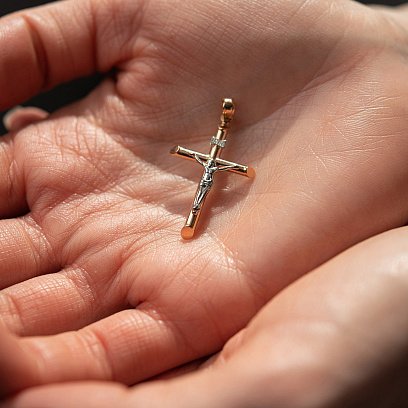 Золотой крестик с распятием п02942 №4