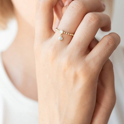 Каблучка в жовтому золоті з фіанітами к07063 №8