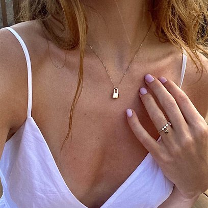 Кольє "Замочок" в жовтому золоті кол01895 №4