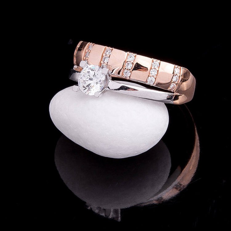 Заручальна каблучка з фіанітами к04240 від ювелірного магазину Онікс - 4