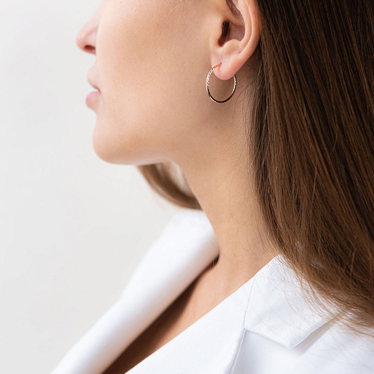 Серьги - кольца в красном золоте (2.2 см) с01876 от ювелирного магазина Оникс - 1