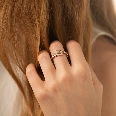 Кольцо "Змея" в красном золоте (фианиты) к08086 №6