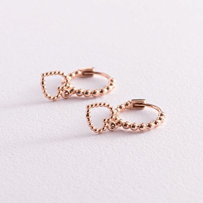 Сережки "Сердечки" в червоному золоті с05938 №6