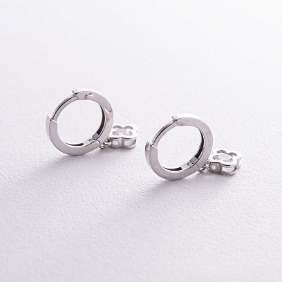 Серебряные серьги - кольца "Клевер" (фианиты) OR124010 №7