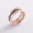 Золотое кольцо "Love" (черные фианиты) к06784 от ювелирного магазина Оникс - 2