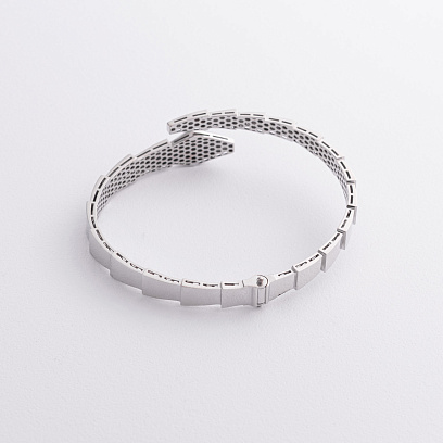 Жорсткий браслет "Змія" у білому золоті б05408 №2