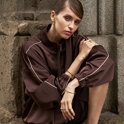 Жорсткий браслет "Brigitte" у жовтому золоті б05743 №7