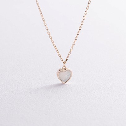Колье "Сердечко" с перламутром (желтое золото) кол02554 №3