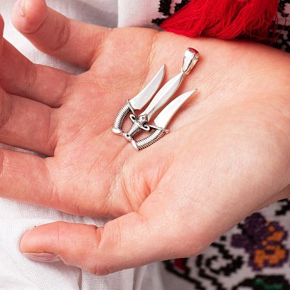 Срібна підвіска "Тризуб із кинжалами" 133116 №2