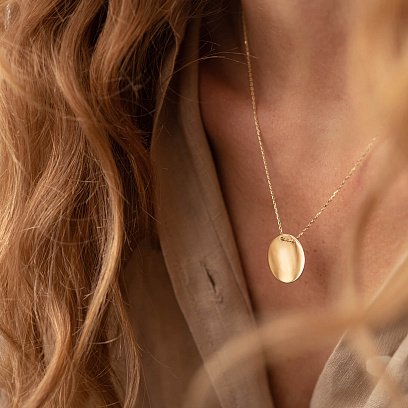 Колье "Монетка" в желтом золоте (возможна гравировка) кол02281 №6