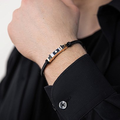 Каучуковый браслет из красного золота (фианиты, эмаль) б03990 №2