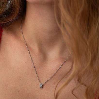 Серебряное колье с буквой "В" с фианитами 1103 В №2