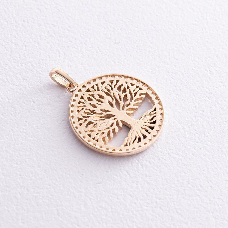 Кулон "Древо жизни" с фианитами (желтое золото) п03805 - 4 Кулон "Древо жизни" с фианитами (желтое золото) п03805 от ювелирного магазина Оникс - 4