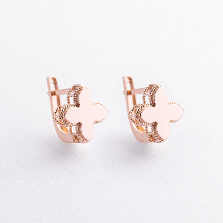 Сережки "Конюшина" в червоному золоті с09622 від ювелірного магазину Онікс