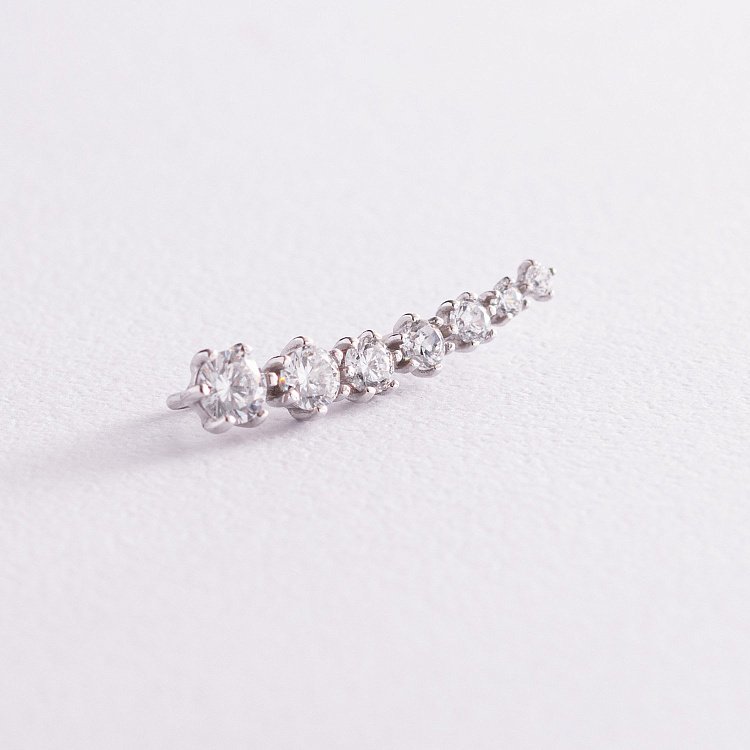 Срібна моносережка з фіанітами (на ліве вушко) 4904л від ювелірного магазину Онікс - 2