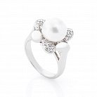 Срібний перстень "Квітка" (культ. прісн. перли, фіаніт) 111791 от ювелирного магазина Оникс