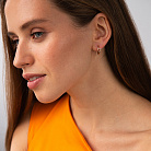 Серьги - кольца "Гвоздь" в красном золоте (фианиты) с09127 от ювелирного магазина Оникс - 1