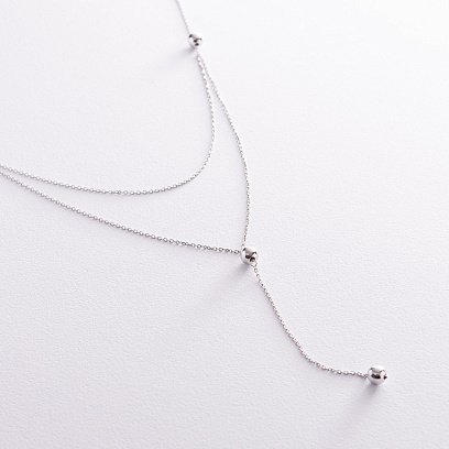 Серебряное колье - галстук с шариками 908-01398 №2