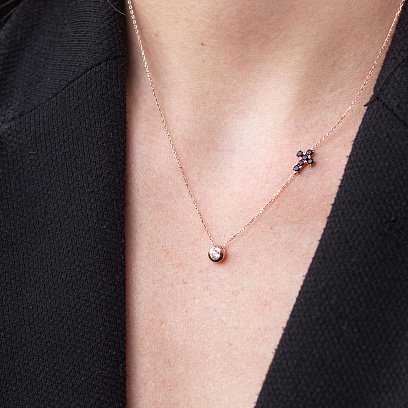 Золоте кольє з хрестиком (фіаніти) кол02111 №5