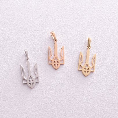 Кулон "Герб Украины - Тризуб" в желтом золоте п03744 №6