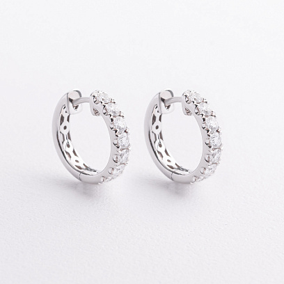 Золотые серьги - кольца с бриллиантами сб0658ri