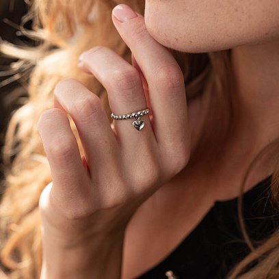 Кулькова каблучка "Сердечко" у білому золоті к07101 №6