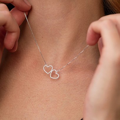 Золотое колье "Сердечки" с бриллиантами 738631121 №4