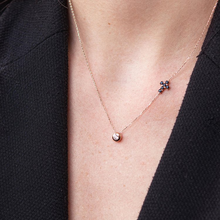 Золоте кольє з хрестиком (фіаніти) кол02111 від ювелірного магазину Онікс - 4