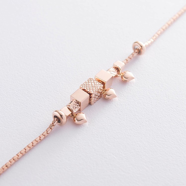 Браслет "Кубики" в червоному золоті б04384 від ювелірного магазину Онікс - 3