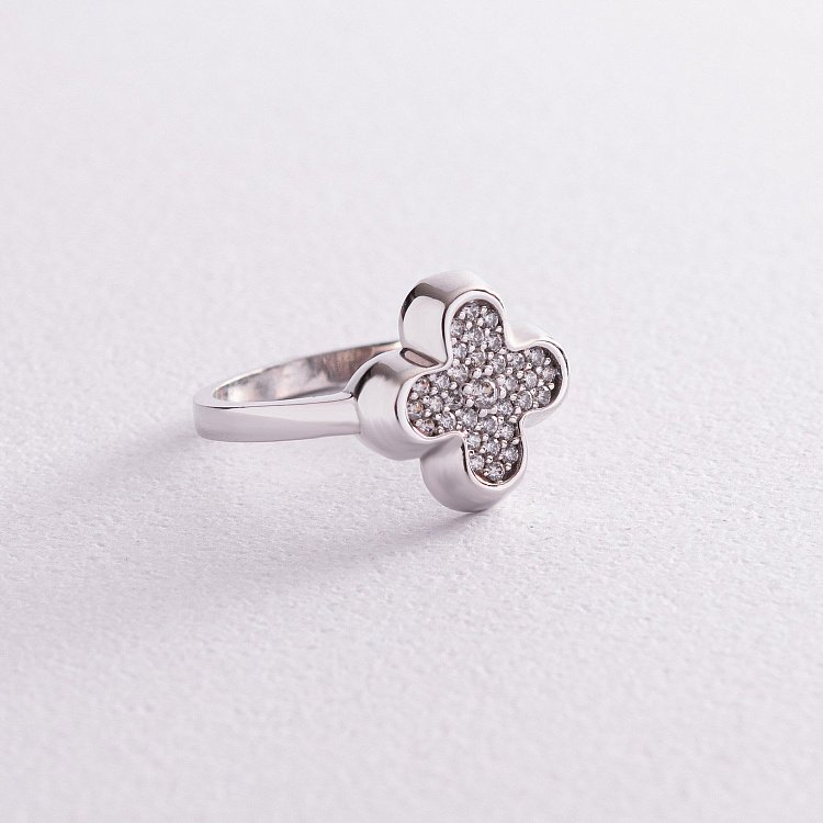 Золотое кольцо "Клевер" (фианиты) к04976 от ювелирного магазина Оникс