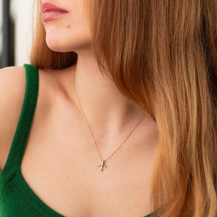 Золоте кольє "Літак" з фіанітом кол02433 від ювелірного магазину Онікс - 3