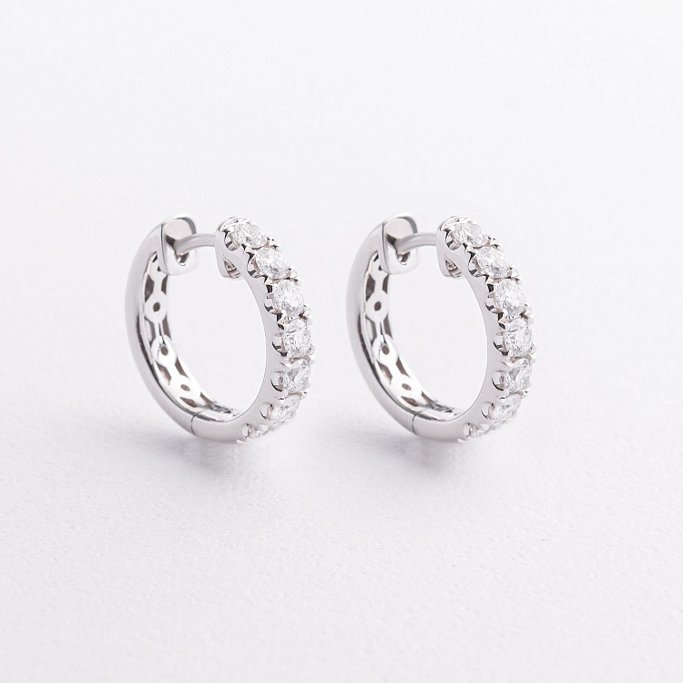 Золотые серьги - кольца с бриллиантами сб0658ri от ювелирного магазина Оникс